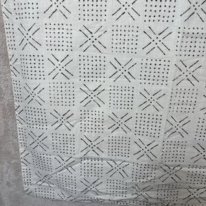 Threshold Shower Curtain Cotton Fabric Off White & Black Pattern Boho 68"x 69"